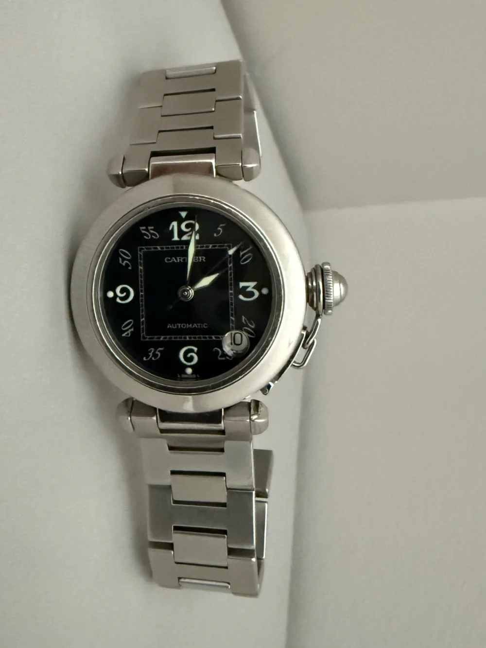 Cartier Pasha C Stainless Steel Watch with Black Dial